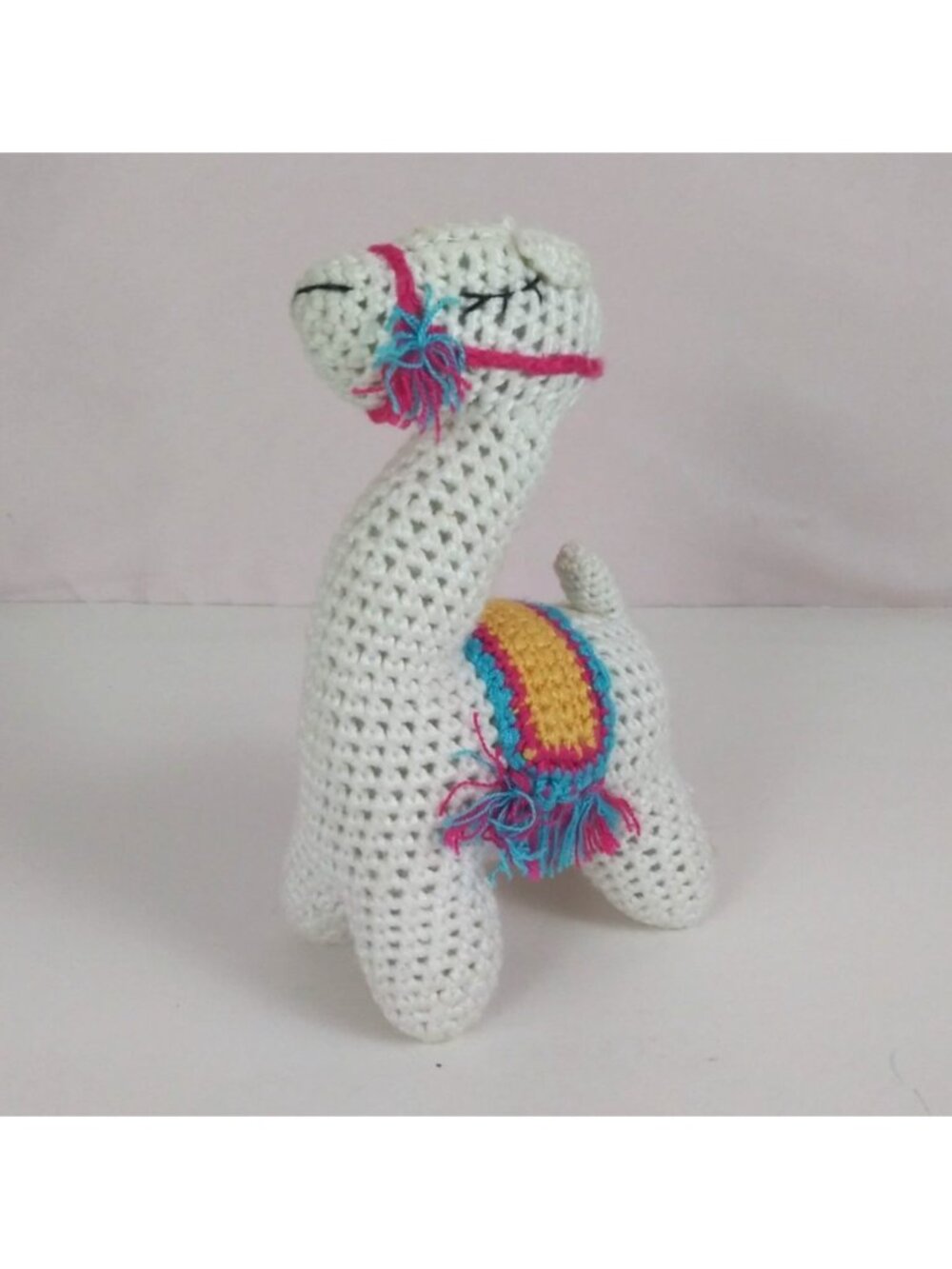 Cheengoo Organic Hand Crocheted Llama 6" Plush Rattle Eco Friendly Bamboo